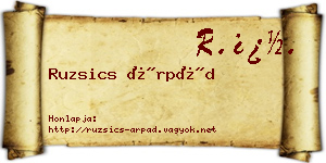 Ruzsics Árpád névjegykártya
